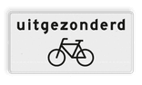 Verkeersbord RVV OB52 - Onderbord - Uitgezonderd fietsers