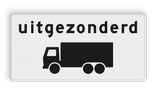 Verkeersbord RVV OB61 - Onderbord - Uitgezonderd vrachtauto's