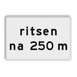 Verkeersbord RVV OB728 - Onderbord - ritsen na XXX m