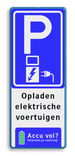 Verkeersbord parkeren elektrische voertuigen + accu vol? - BE04f