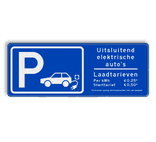 Verkeersbord parkeren elektrische voertuigen + tarieven