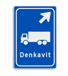 Routebord vrachtverkeer met pijl en tekst