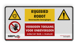 Veiligheidsbord 2:1 - Waarschuwing bewegende mechanische delen / Robot + logo / in huisstijl