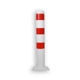 Rampaal Ø152x1000mm met vaste voetplaat - wit/rood of verzinkt