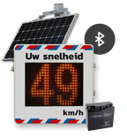 Snelheidsdisplay LED met zonnepaneel + reflecterend in huisstijl