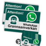 WhatsApp - Sweden - Grannsamverkan SET - 2 borden + 20 stickers - L209wa
