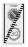 Verkeersbord RVV A0130E01ze - einde zone 30km, parkeerverbod