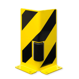 Protection d’angle en acier avec galet de guidage 160 x 160 x 6 mm