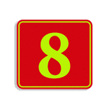 Plaque numéro de maison jaune-rouge fluo 119 x 109 mm