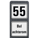 Huisnummerpaal met BORD Modern met tekst - klasse 3