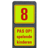 Huisnummerpaal met BORD Fluor Modern met tekst - klasse 3