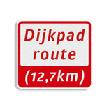 Hardlooproutebord 119x109mm met tekst - klasse 3