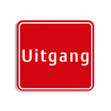 Vlak terreinbord 119x109mm rood/wit - Uitgang