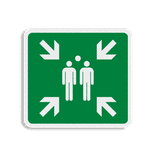 Vlak terreinbord 119x109mm groen/wit - Pictogram Verzamelplaats