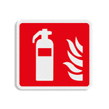 Vlak terreinbord 119x109mm rood/wit - Pictogram Brandblusser