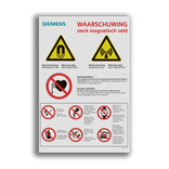 Veiligheidsbord met diverse PBM veiligheidspictogrammen