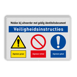 Veiligheidsbord met veiligheidsinstructie en 3 pictogrammen