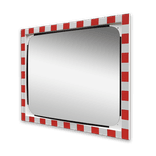 Miroir extérieur industriel en acrylique 1000 × 800 mm – cadre rouge/blanc