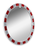 Miroir extérieur industriel rond en acrylique Ø800 mm – cadre rouge/blanc