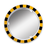 Veiligheidsspiegel acryl geel/zwart rond 600mm met extra opvallende rand