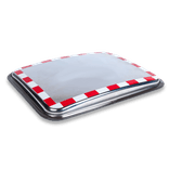 Verkeersspiegel staal (RVS) met rood/wit kader