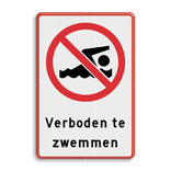 Verbodsbord hier is zwemmen verboden - reflecterend