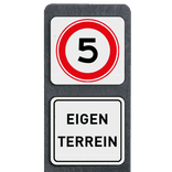 Verzwaarde bermpaal met 2 borden symbool/tekst