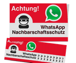 WhatsApp - Achtung Nachbarschaftsschutz Aufkleber (10 Stück) - Rot