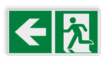 Vluchtroute bord met pijl naar links - reflecterend