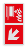 Brand bord met pictogram Busslang en pijl