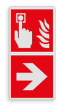 Brand bord met pictogram Brandmelder en pijl
