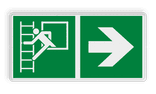 Vluchtroute bord - Vluchtraam met brandladder met pijl naar rechts