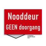 Bord nooddeur geen doorgang rood/wit - reflecterend