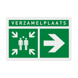 Verzamelplaats BHV bord met tekst en pijl links