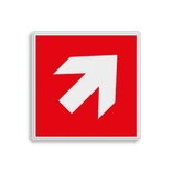Brand bord met pictogram voor trap op richting brandbestrijdingsmiddel