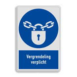 Veiligheidsbord M028 met tekst Vergrendeling verplicht