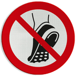 Veiligheidspictogram P035 - Schoenen met metalen noppen verboden - reflecterend