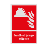 Brand bord met pictogram en tekst Brandbestrijdingsmiddelen
