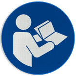 Veiligheidspictogram M002 - Instructies lezen verplicht - reflecterend