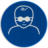 Veiligheidspictogram M025 - Opaak oogbescherming verplicht voor kinderen - reflecterend