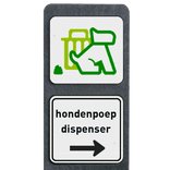 Verzwaarde bermpaal met twee borden route - hondenpoep dispencer