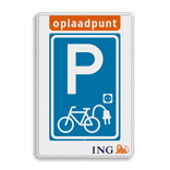 Parkeerbord Oplaadpunt Fietsen met logo