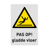 Veiligheidspictogram W011 - Gevaar voor glad oppervlak met tekst - reflecterend