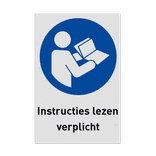 Veiligheidspictogram M002 met tekst - Instructies lezen verplicht - reflecterend