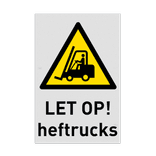 Veiligheidspictogram W014 met tekst - Gevaar voor industriële voertuigen - reflecterend