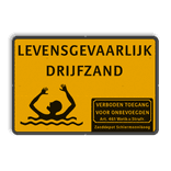 Waarschuwingsbord levensgevaarlijk drijfzand - reflecterend