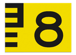 Scheepvaartbord BPR G.5.1 rechts zwart/geel - 1350x1000mm - Vlak