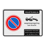 Verkeersbord parkeerplaats bewoners + wegsleepregeling - reflecterend