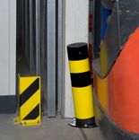 Verende Rampaal Ø159x965mm met voetplaat, geel/zwart