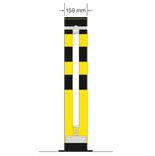 Verende Rampaal Ø159x965mm met voetplaat, geel/zwart